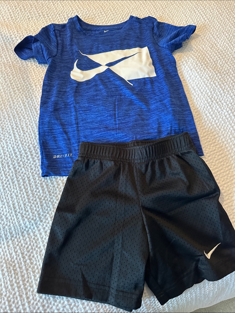 Nike Blue Dri-FIT Tee with Black Athletic Shorts